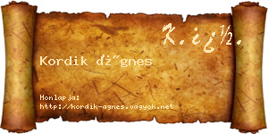Kordik Ágnes névjegykártya