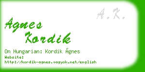 agnes kordik business card
