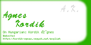 agnes kordik business card